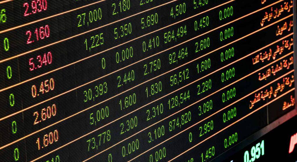 Image of the stock market electronic board. 